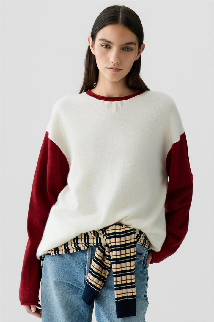 Baseball Oversized Crew Cream/Carmine