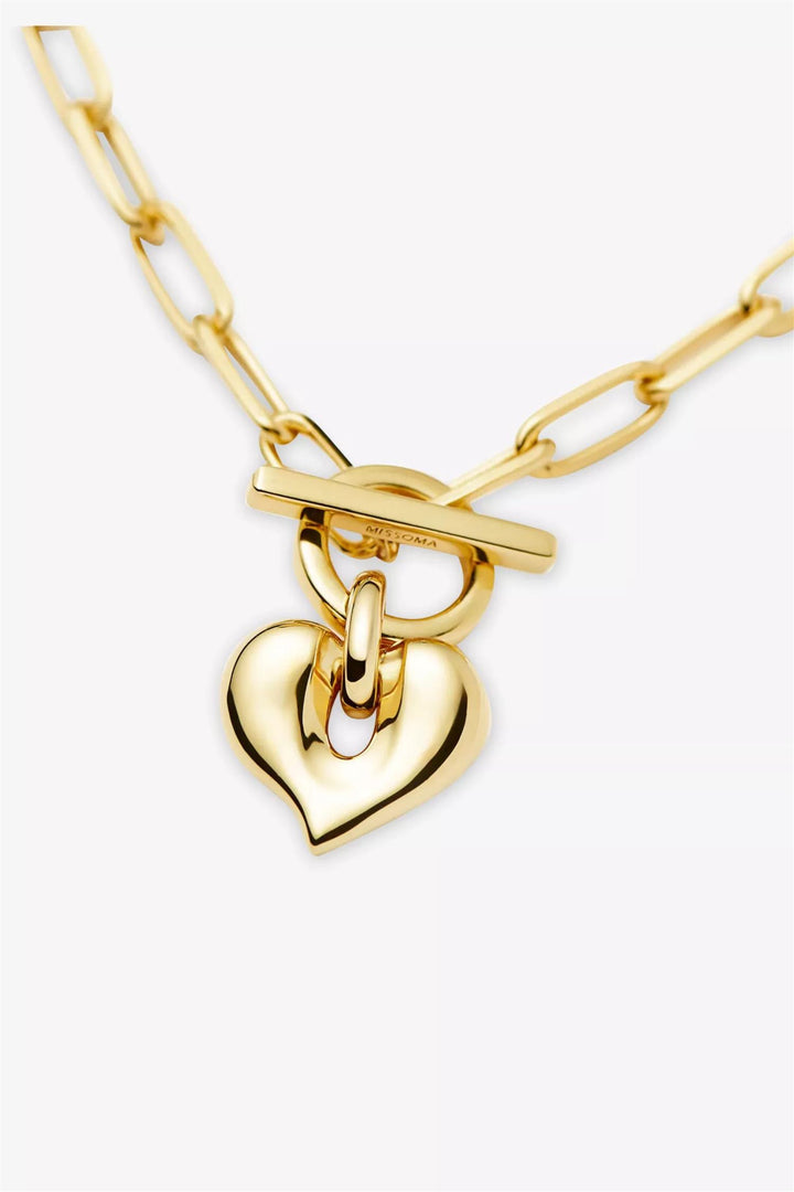 Molten Heart T-Bar Chain Necklace Gold