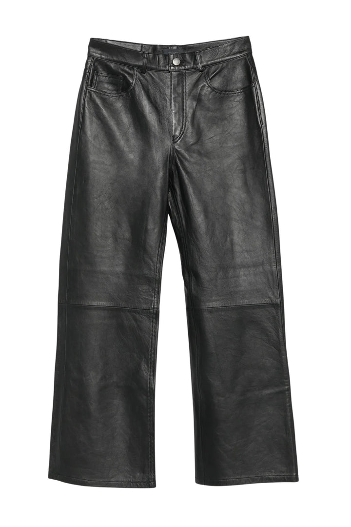 Winny Silky Leather Pants Black
