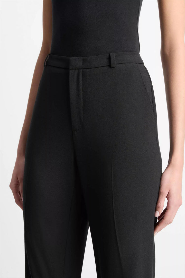 Mid Rise Cuffed Cropped Pant Black