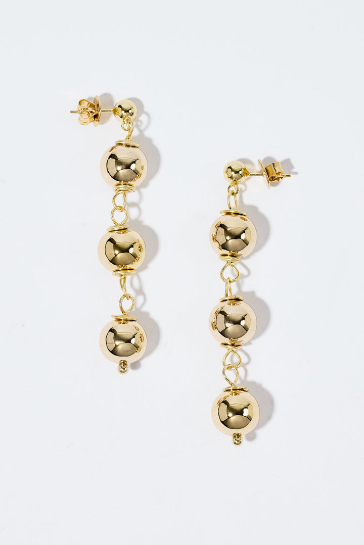 Tiny Trio Sphere Earrings Gold