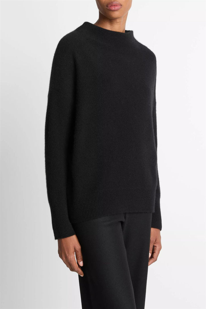 Boiled Cashmere Funnel Neck Pullover Black