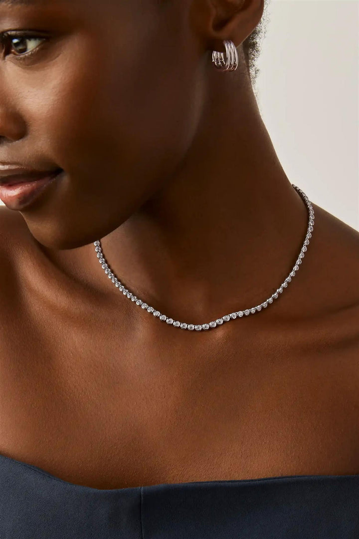 Tennis Round Necklace Silver