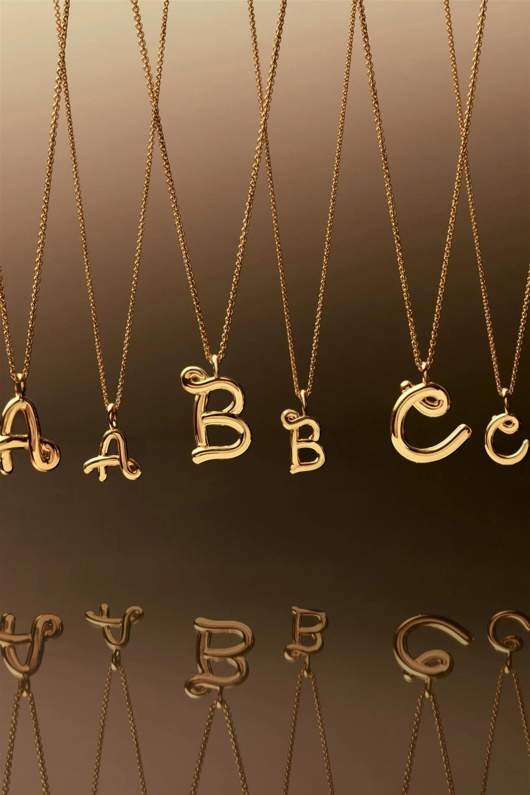 Curly Molten Mini Initial Necklace Gold