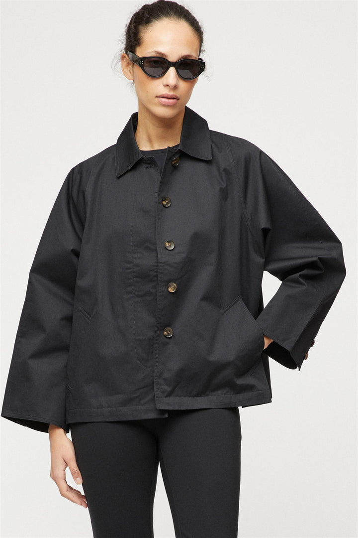 Cropped Trench Coat Jet Black