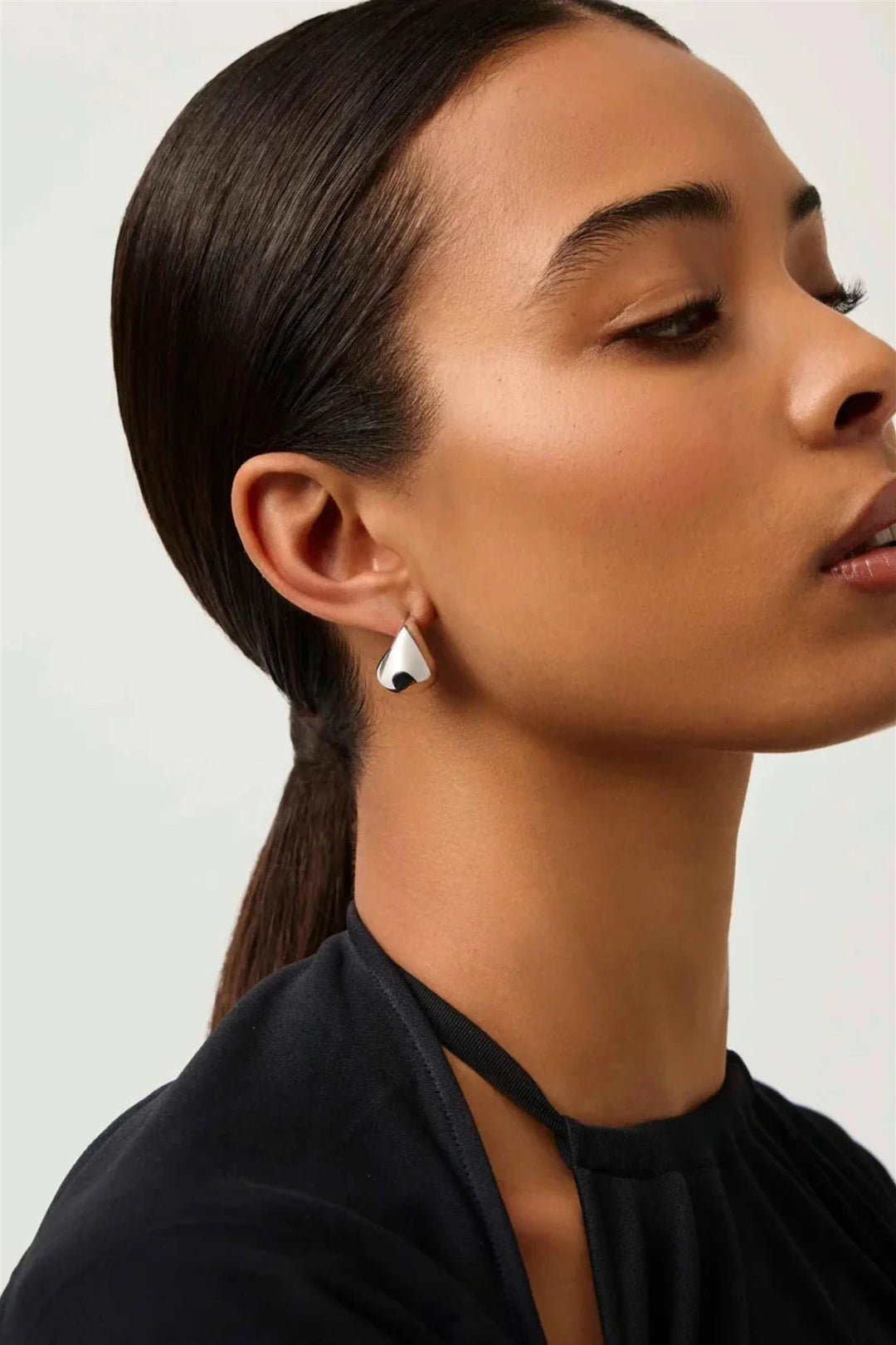 Sculptural Chubby Dome Small Hoop Earring Silver