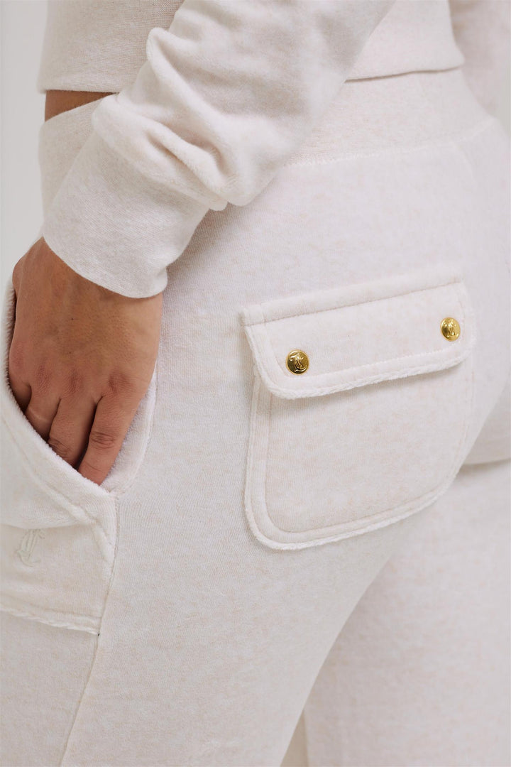 Layla Low Rise Pocketed Velour Pant Oatmeal Marl