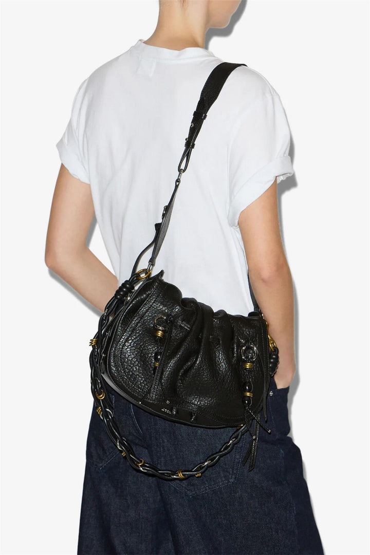 Bolton Leather Shoulder Bag Black/Silver