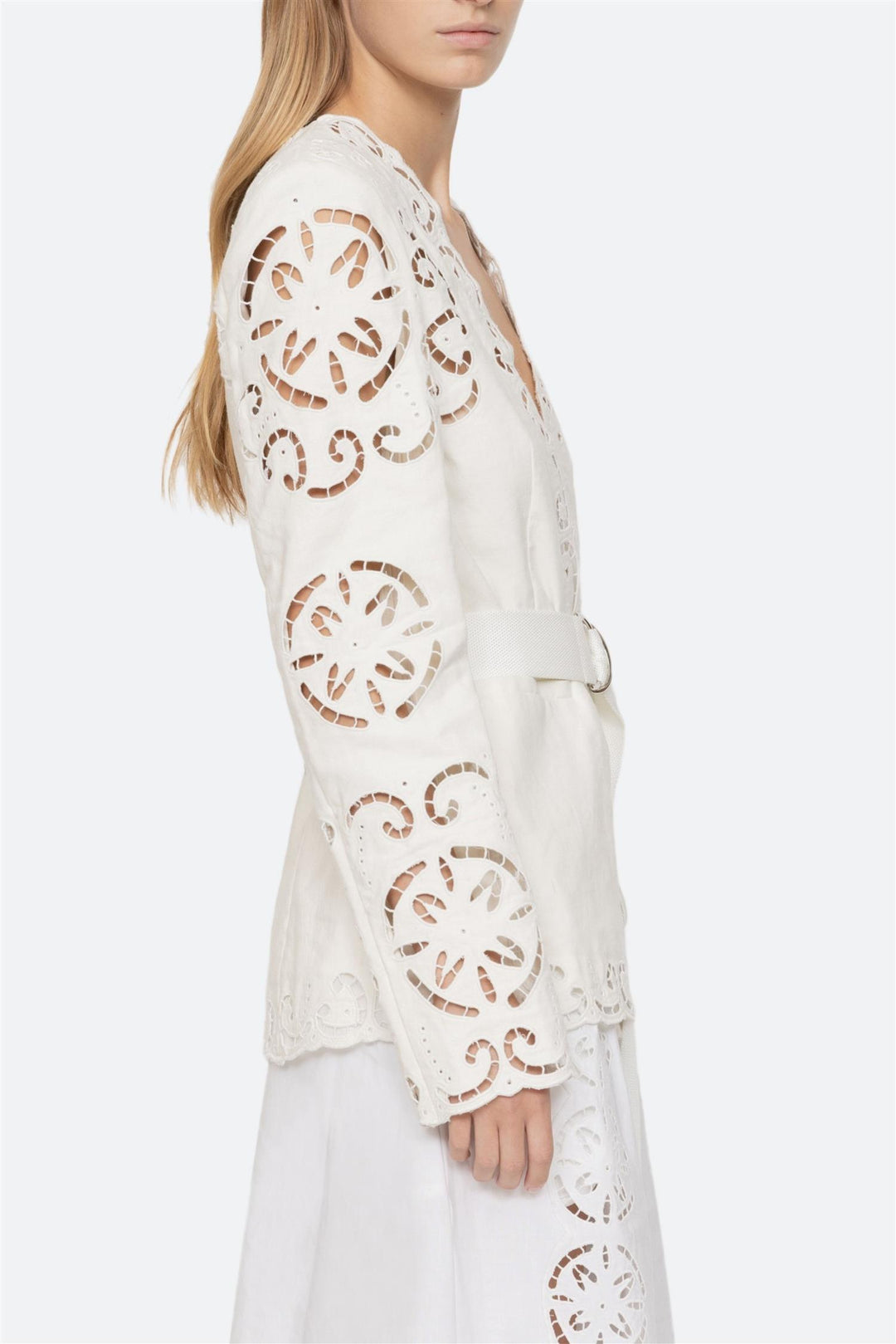 Dahlia Eyelet Blazer Pearl