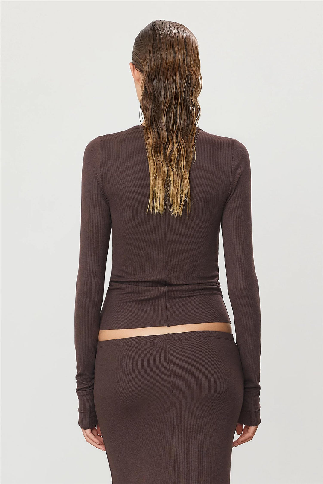 Long Sleeve Fitted Top Espresso