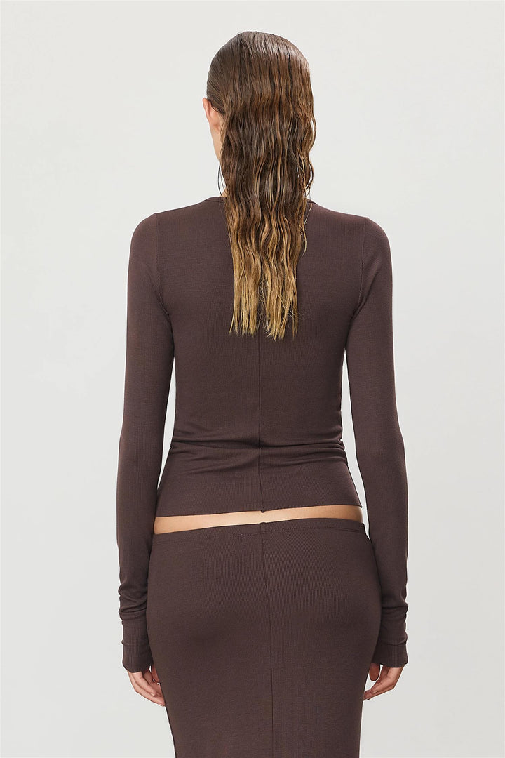Long Sleeve Fitted Top Espresso