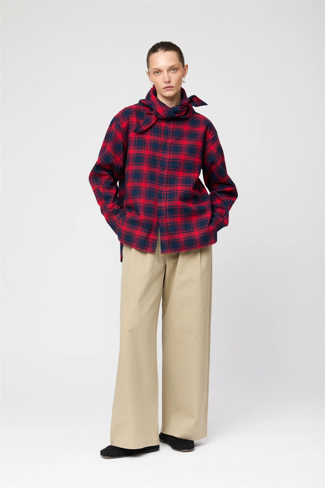 Coastal Shirt Red Navy Check Flannel