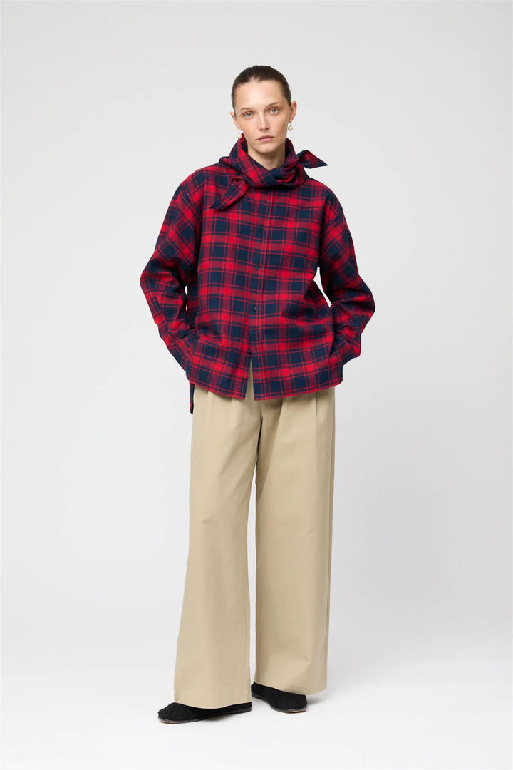 Coastal Shirt Red Navy Check Flannel