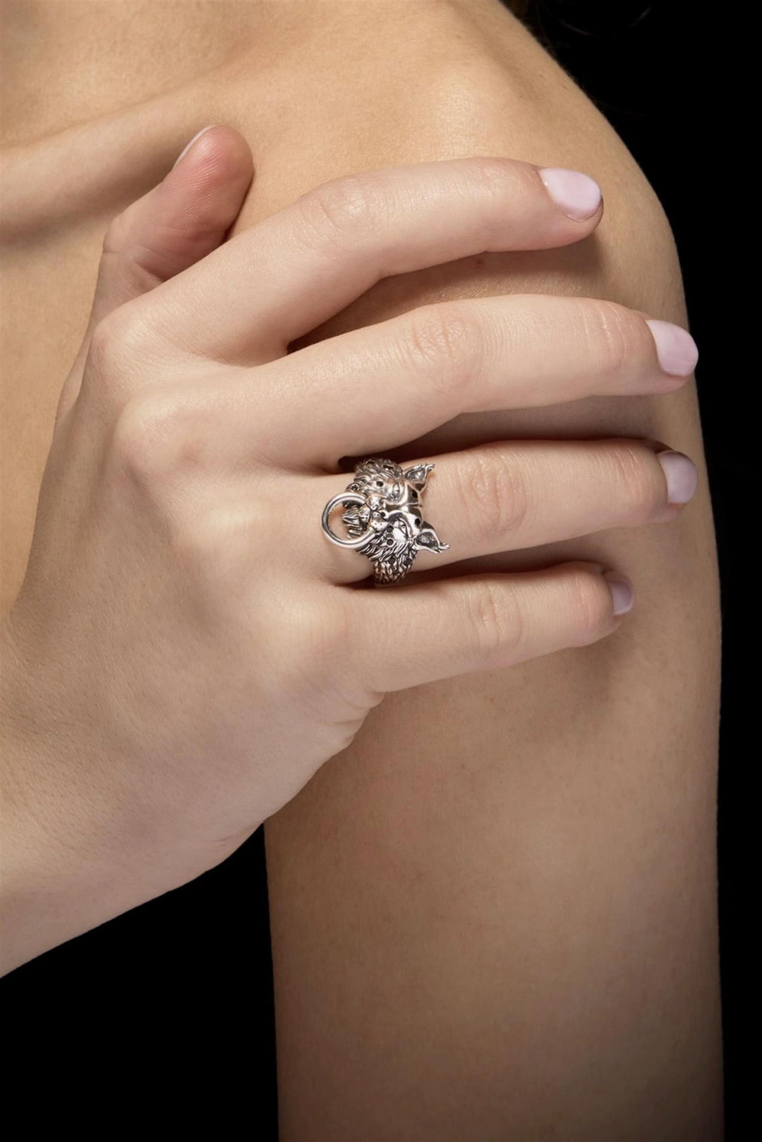Lynx Ring Oxidized Silver