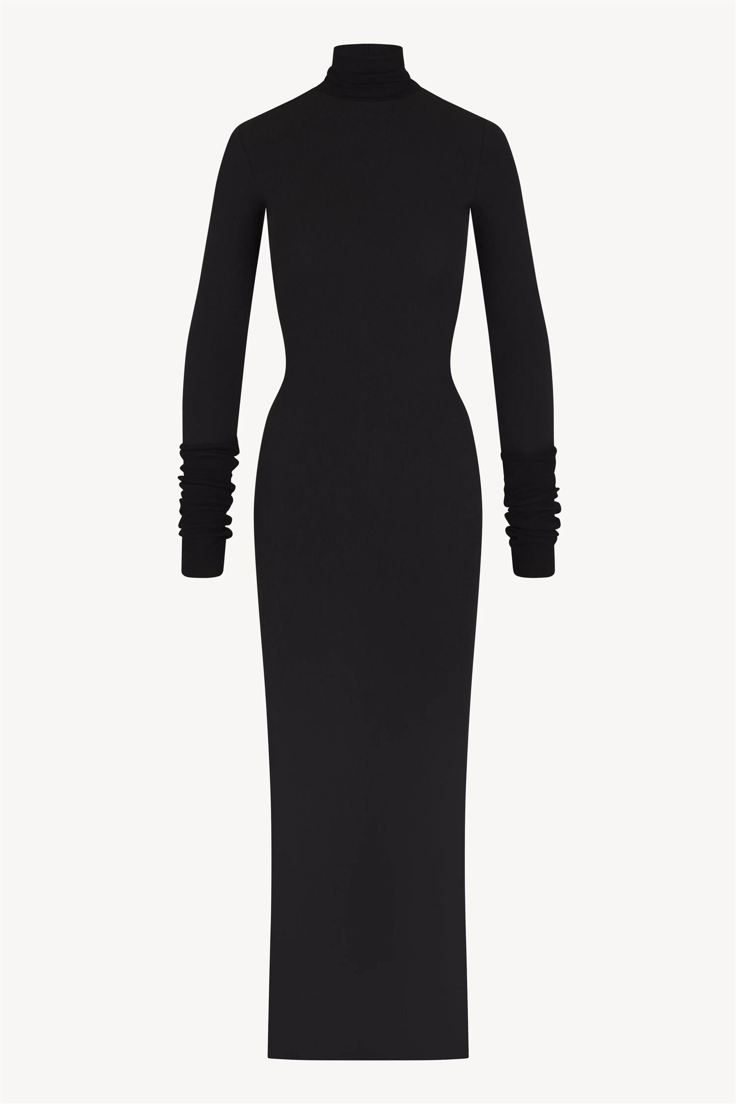 Long Sleeve Turtleneck Maxi Dress Black – DenDama