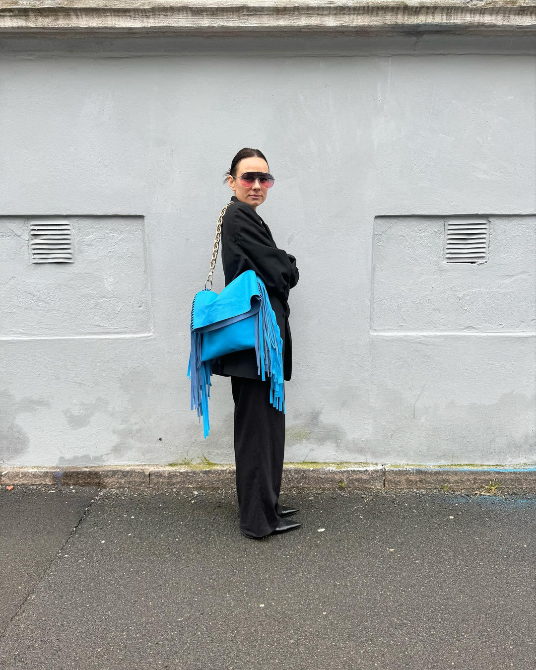 Dawn Leather Fringe Bag Turquoise