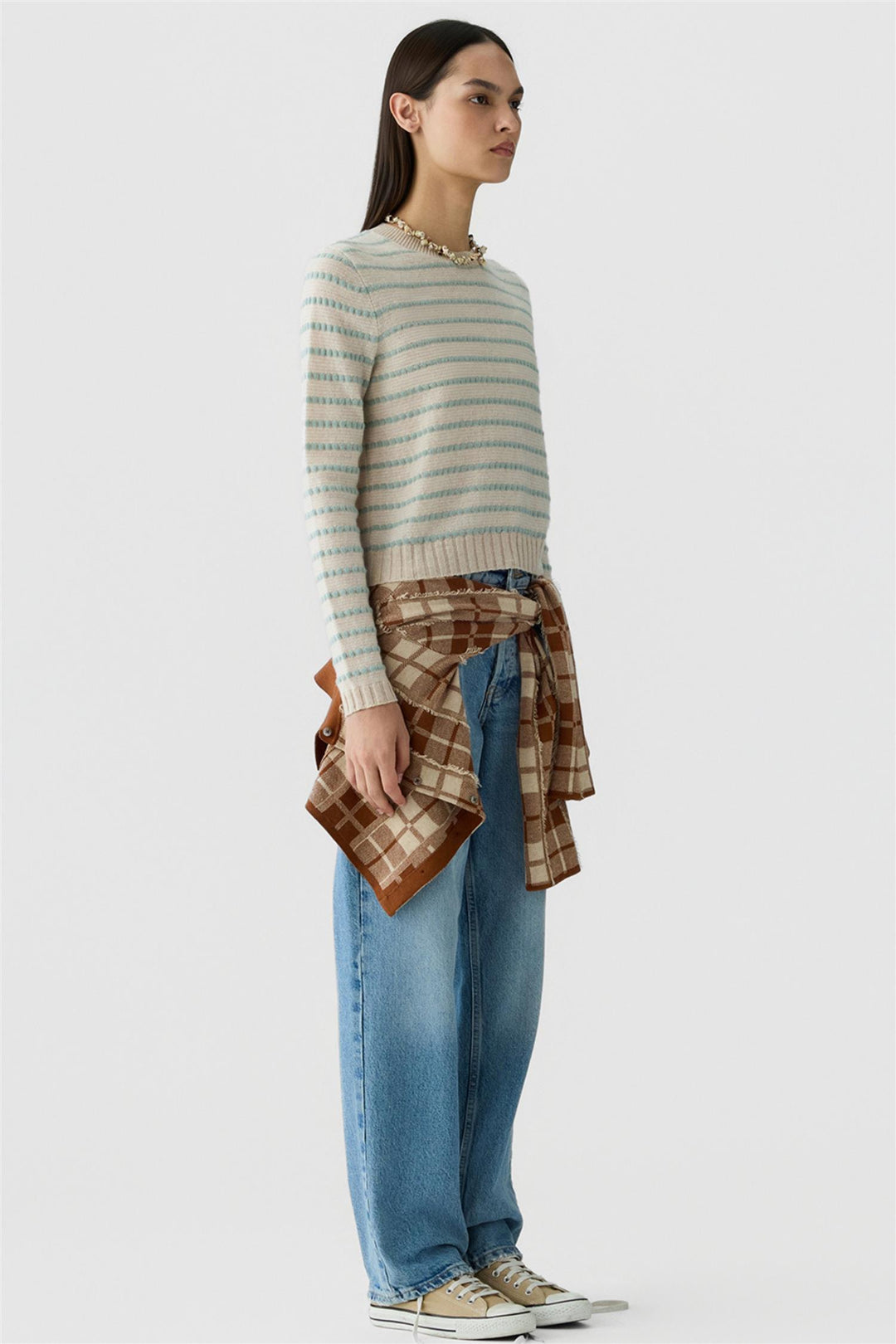 Pebble Stripe Shrunken Crew Sandstone Combo