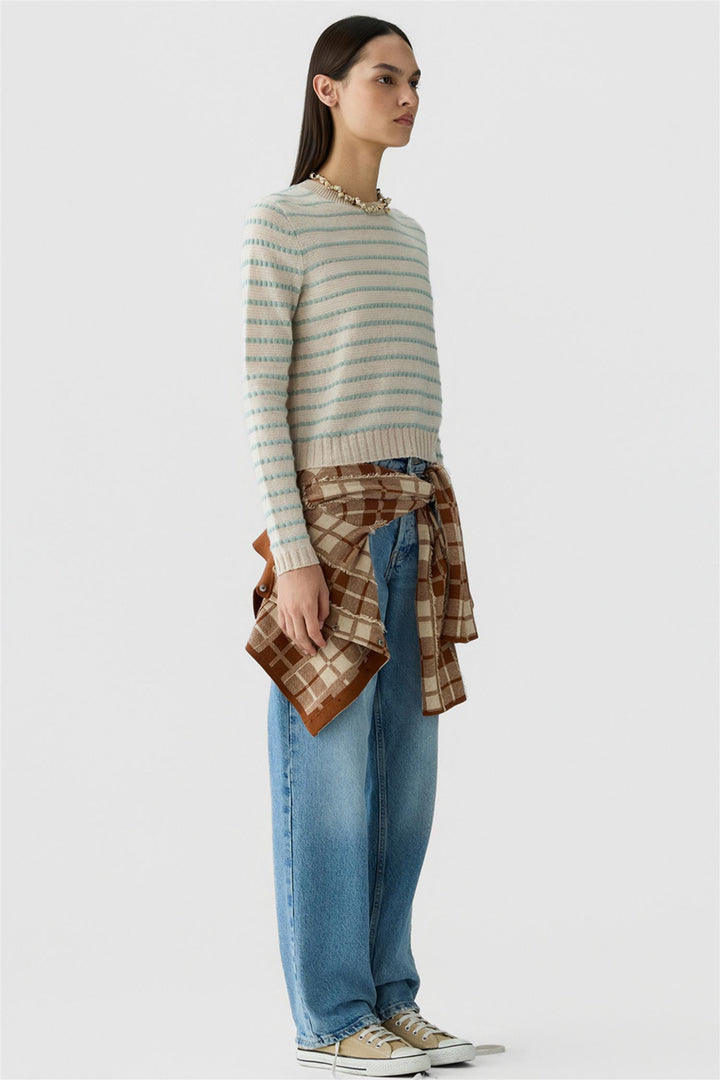 Pebble Stripe Shrunken Crew Sandstone Combo