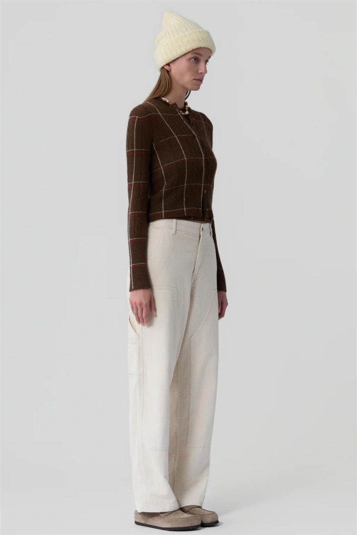 Jane Check Cardigan Chestnut Combo