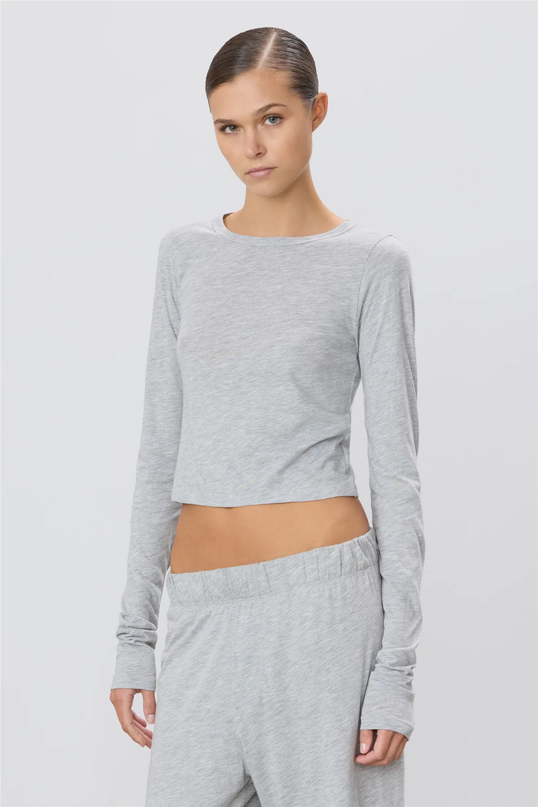 Long Sleeve Baby Tee Heather Grey