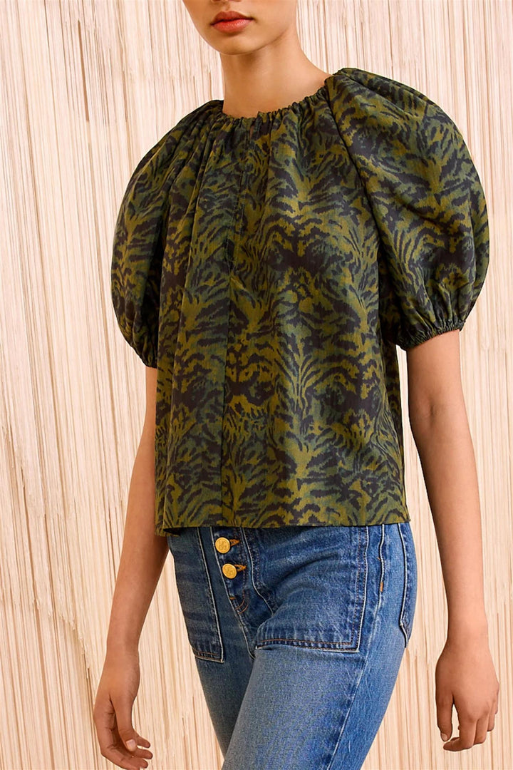 Talie Silk Short Sleeve Blouse Desert Jasper