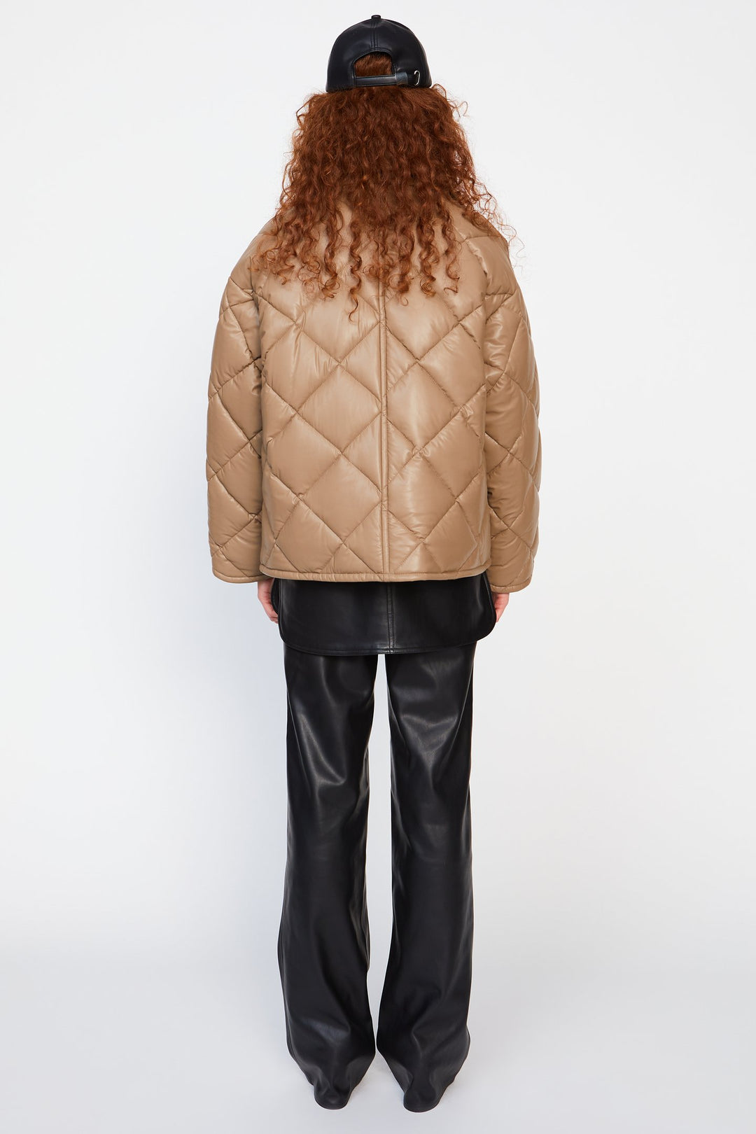 Nikolina Faux Leather Padded Jacket Taupe