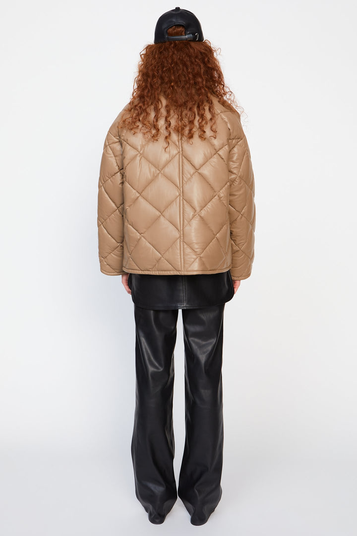 Nikolina Faux Leather Padded Jacket Taupe