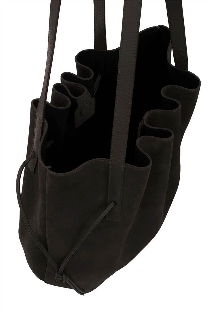 Scallop Tote Suede Leather Ganache