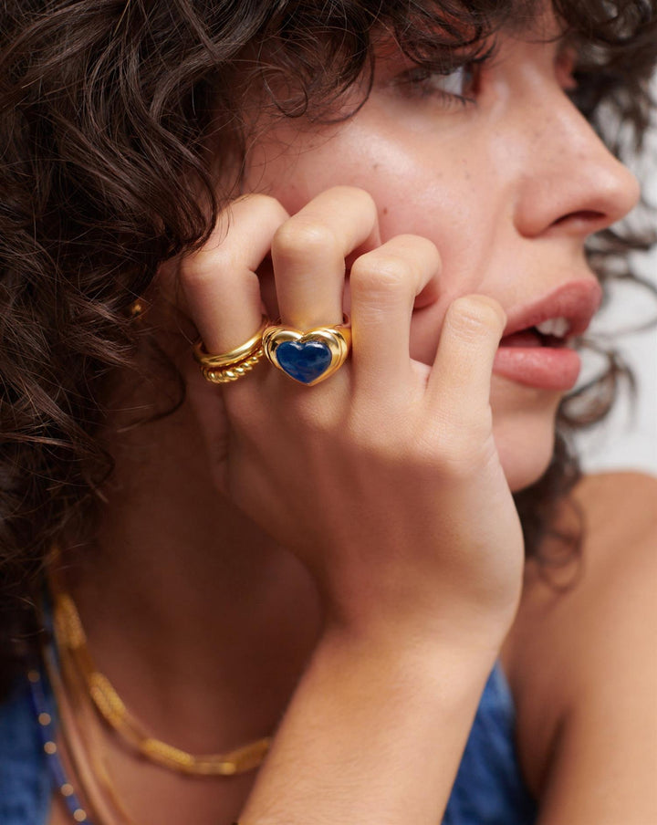 Jelly Heart Gemstone Ring Blue Quartz