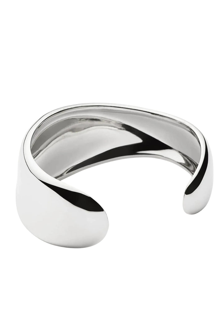Sculptural Ridge Molten Cuff Bracelet Silver