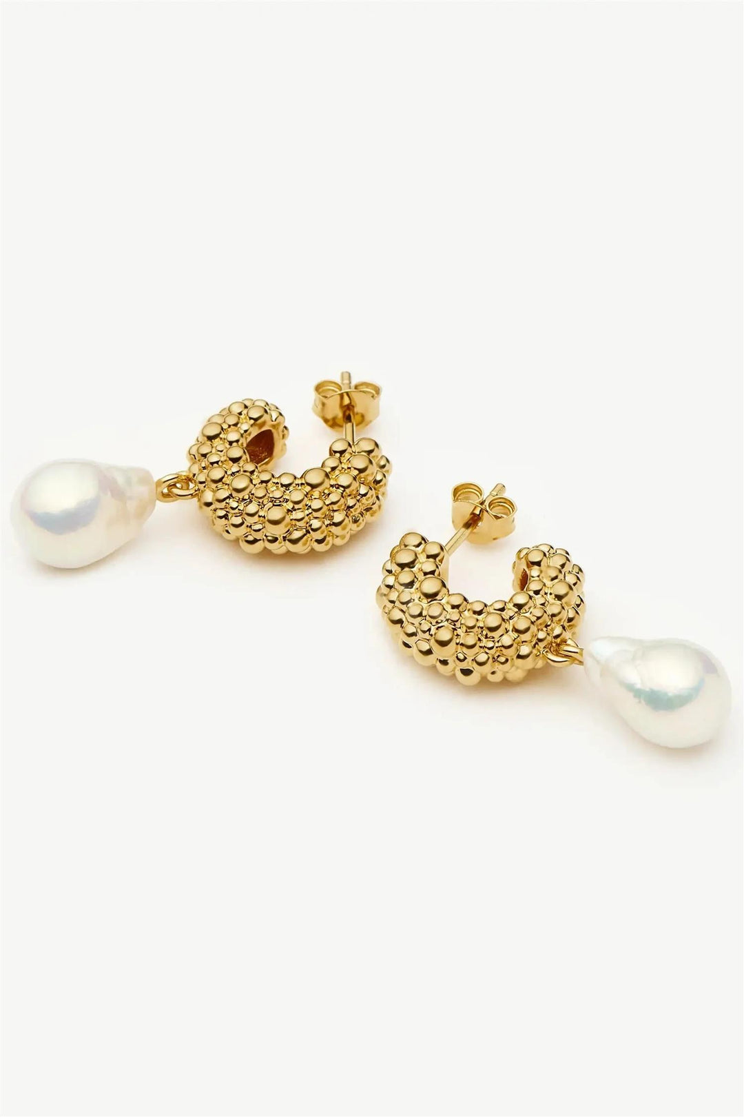 Peral Baya Small Hoop Drop Earrings Gold