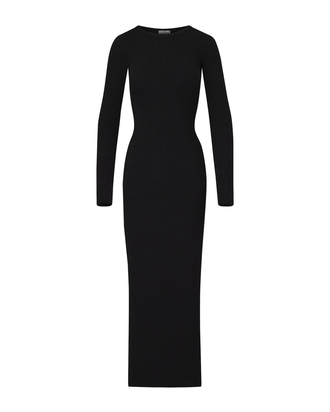 Long Sleeve Crewneck Maxi Dress Black