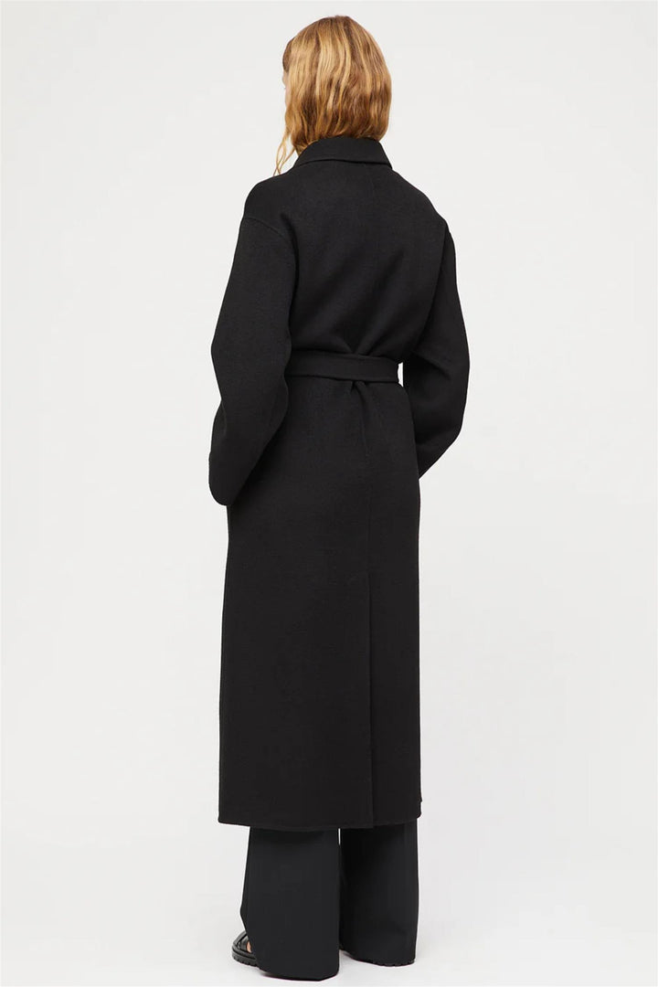 Double Wrap Coat Jet Black