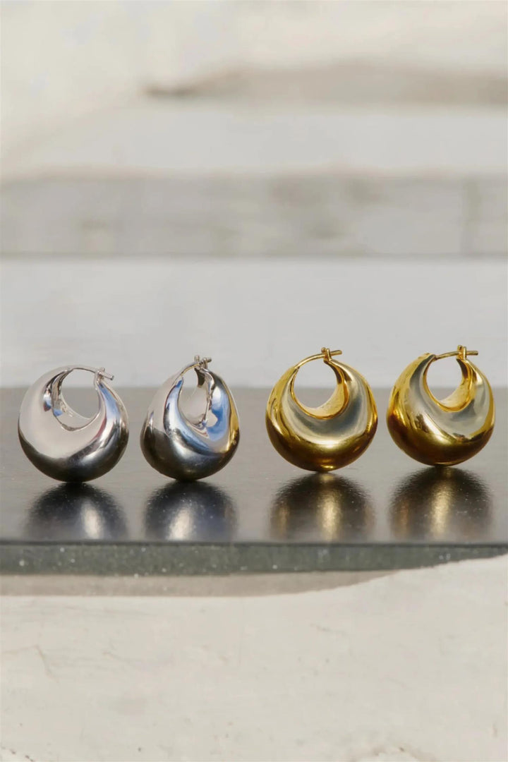 Sculptural Chubby Dome Small Hoop Earring Silver