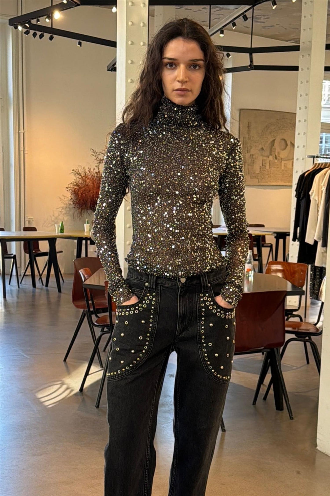Lou Turtleneck Top Silver