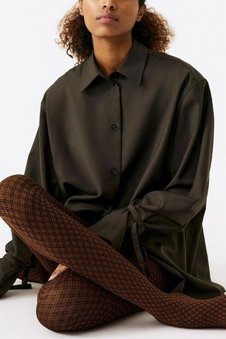 Clara Retro Patterned Tights Bourbon
