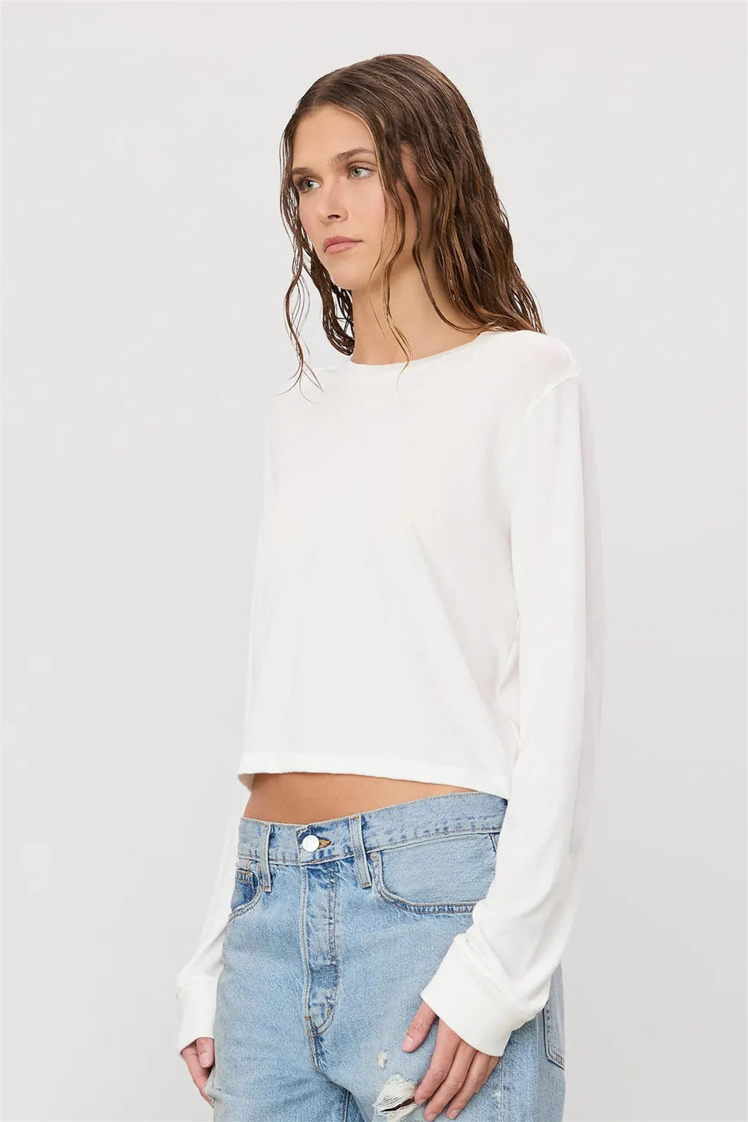 Long Sleeve Boxy Tee Ivory