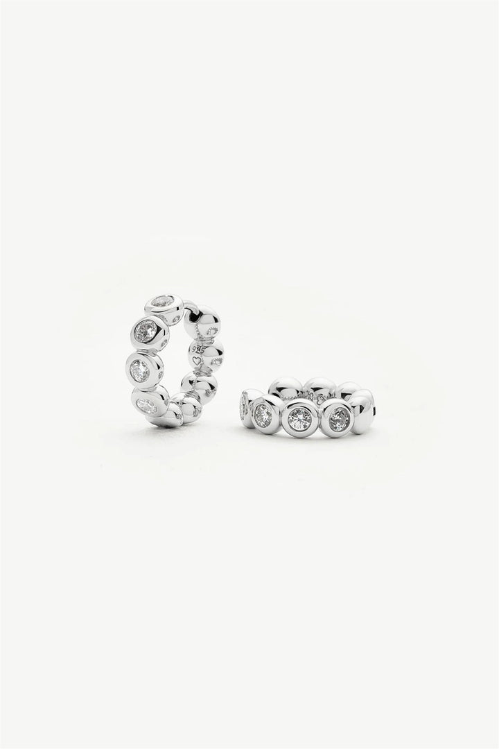 Tennis Small Hoop Earrings Silver