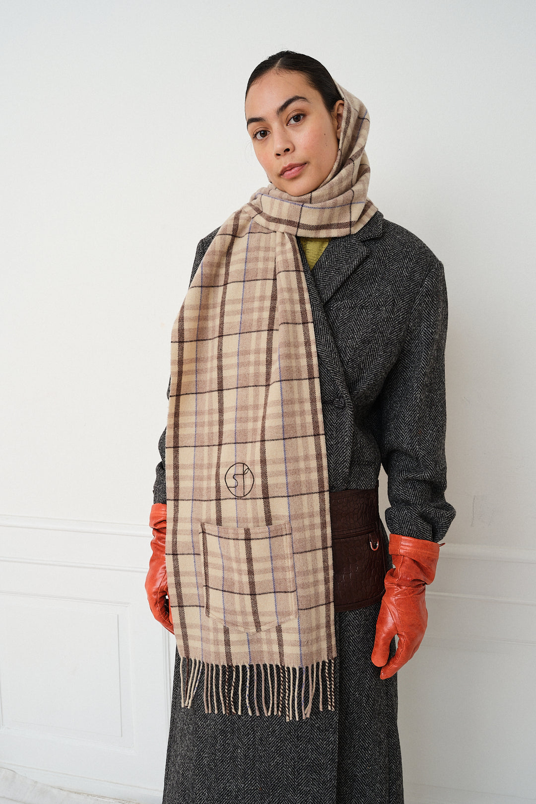 Schatter Scarf Brown Check