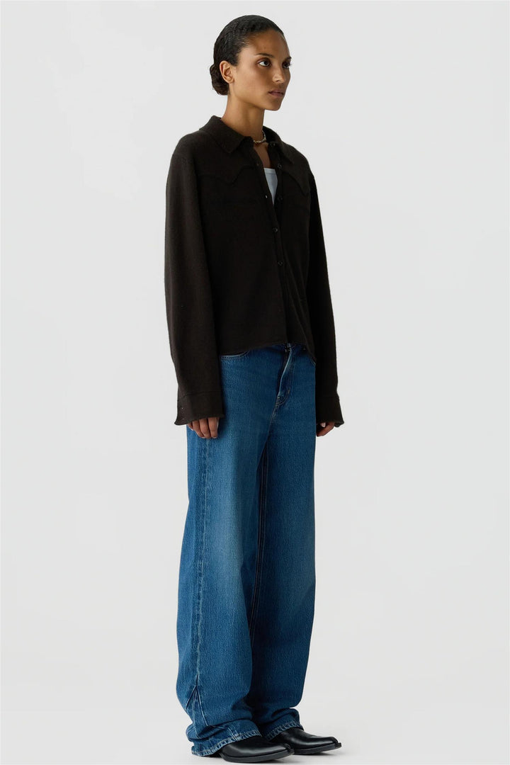 Cropped  Western Shirt Burnt Cocoa