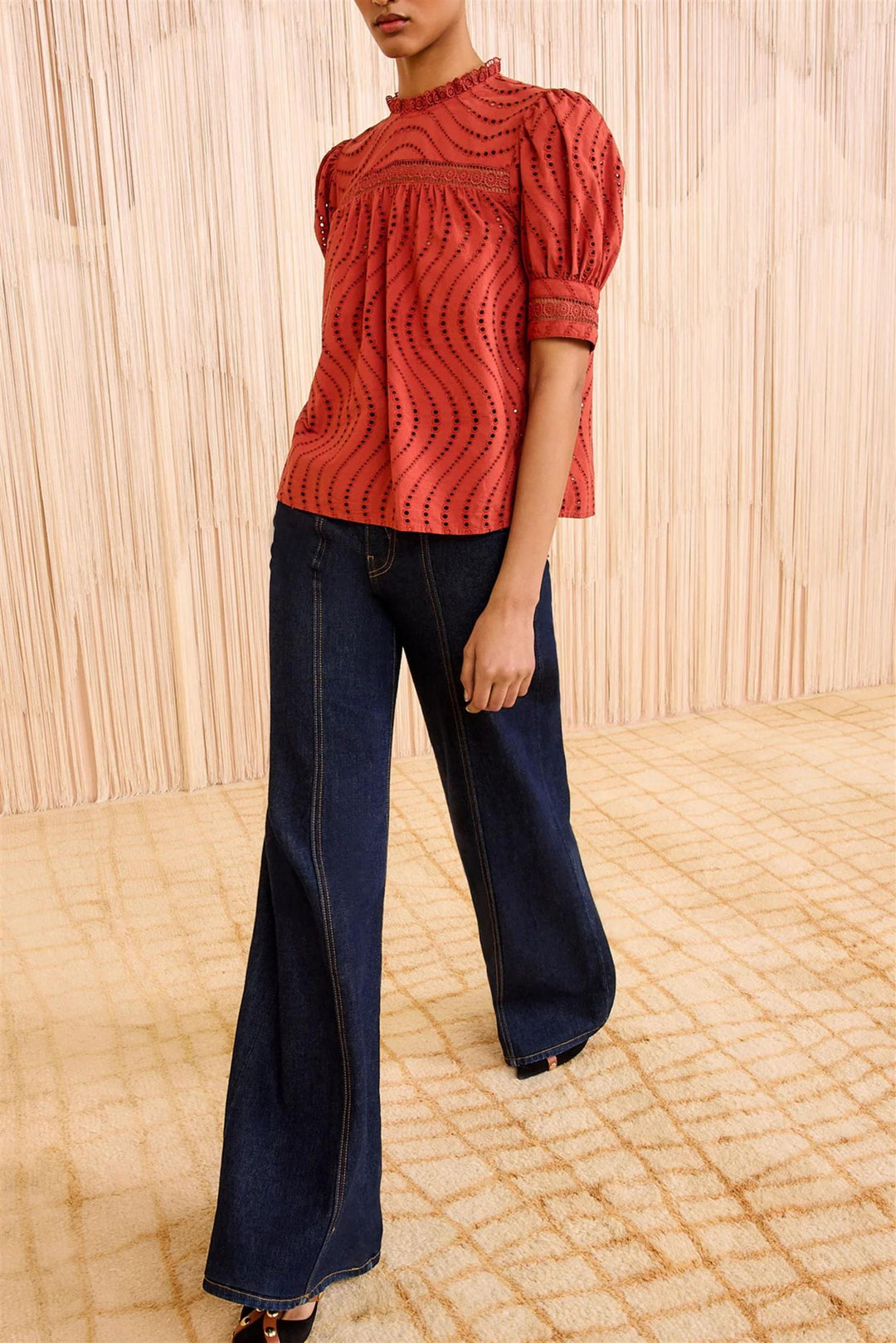 Virginia Lace Short Sleeve Blouse Claret
