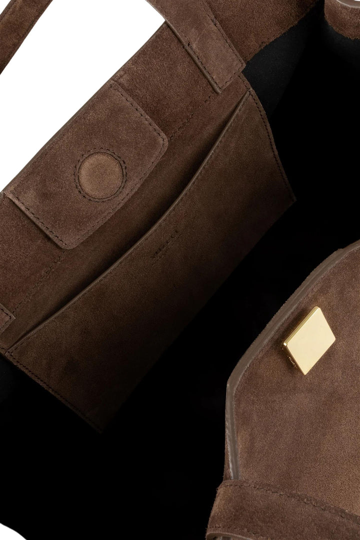 Gyoza Tote Suede Leather Chocolate