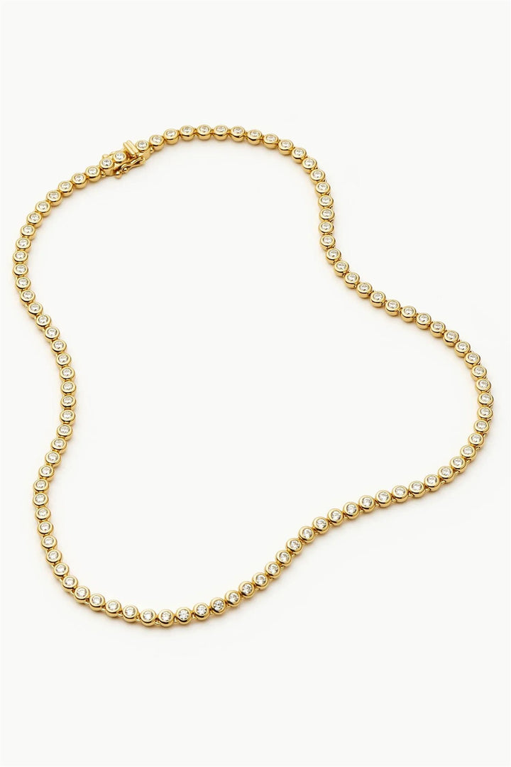Tennis Round Necklace Gold