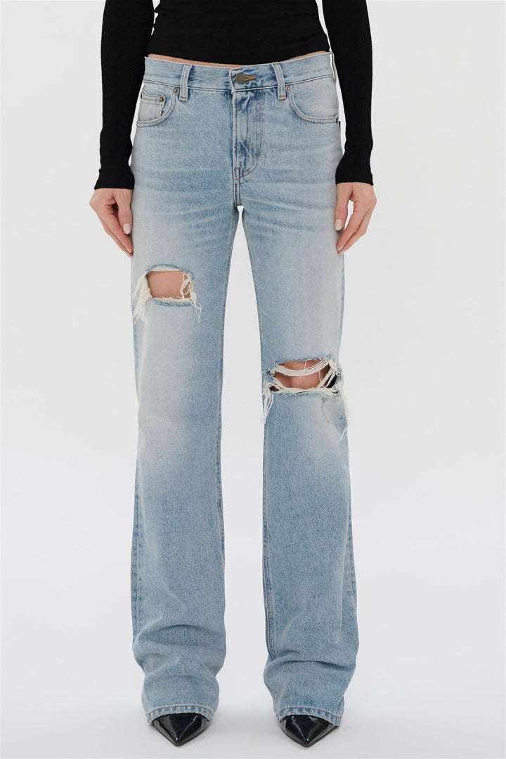 Star Ripped Straight-Leg Jeans Marfa Blue