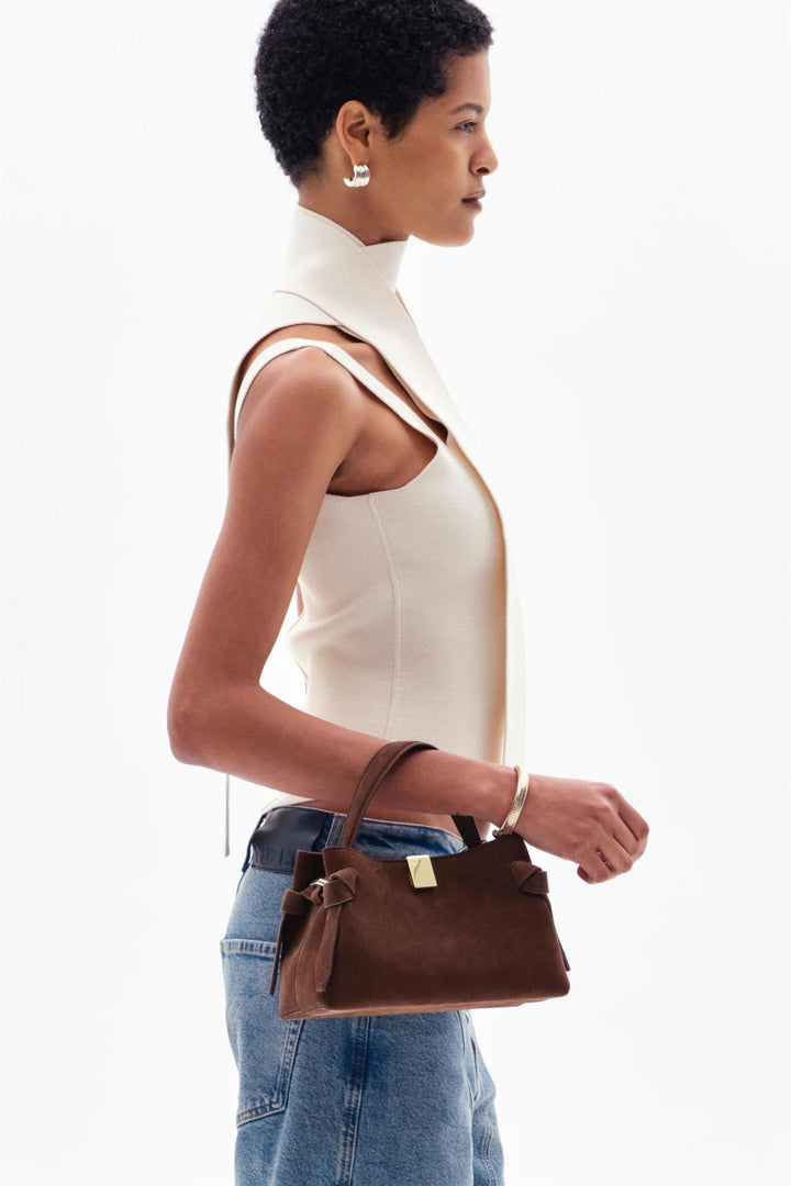 Gyoza Mini Suede Leather Chcolate