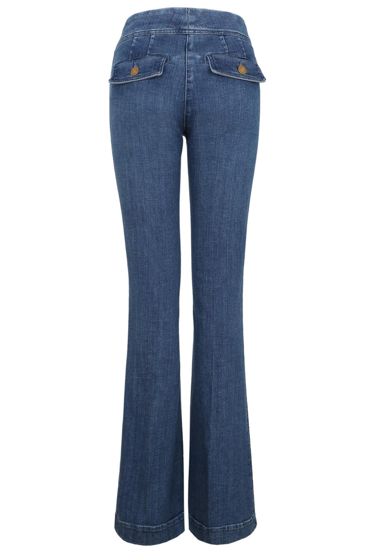 Anais Pocket Flared Mid Blue Denim
