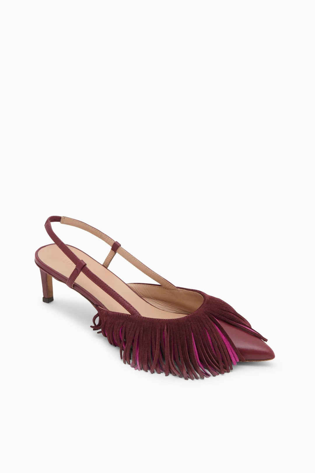 Shira Fringe Slingback Bordeaux Colorblock