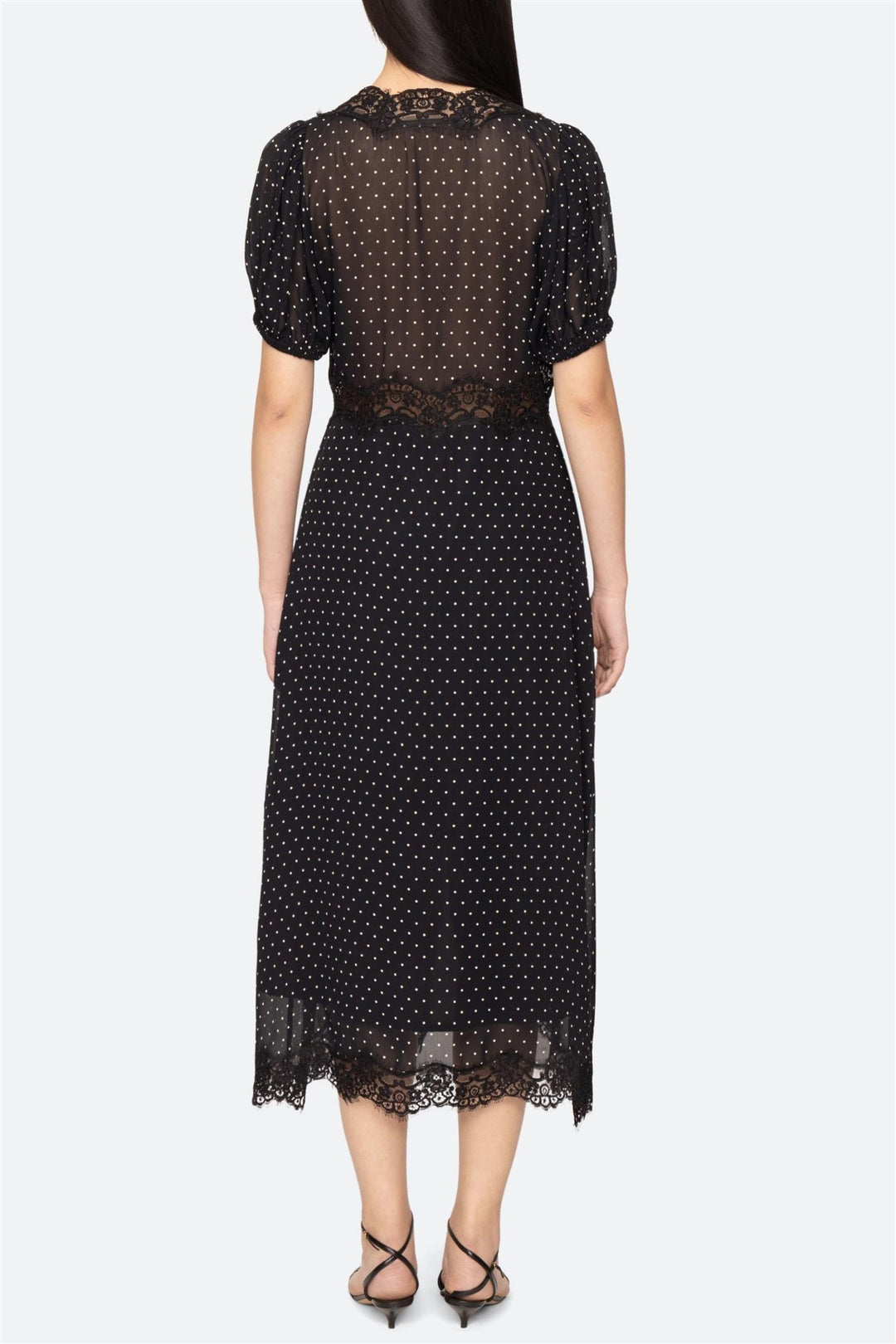 Melody Polka Dot Puff Sleeve Dress Black