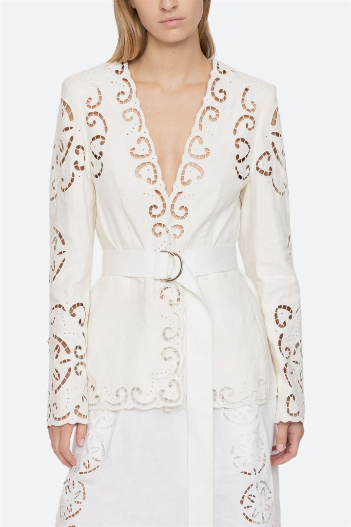 Dahlia Eyelet Blazer Pearl