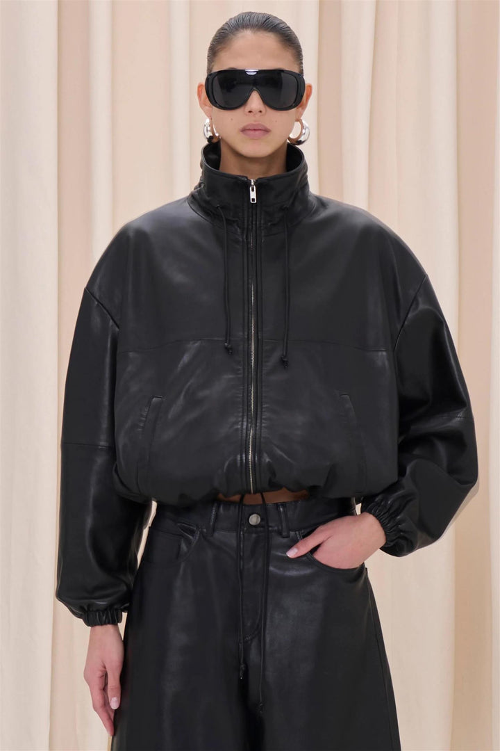 Jordan Nappa Leather Bomber Jacket Black